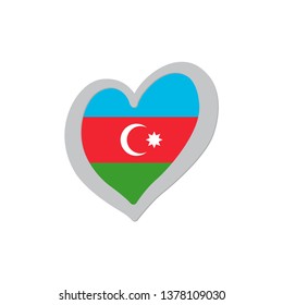 Azerbaijan flag vector inside of heart symbol