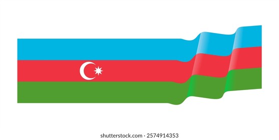 Azerbaijan flag waving style. National flag. Banner and border design element. 