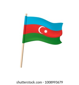 Azerbaijan flag (White crescent and eight-pointed star on blue, red, and green stripes). Vector illustration