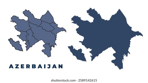 Azerbaijan flat and outline vector map set