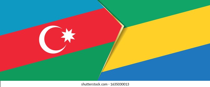 Azerbaijan and Gabon flags, two vector flags symbol of relationship or confrontation.