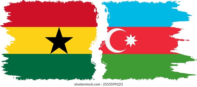 Azerbaijan and Ghana grunge flags connection, vector