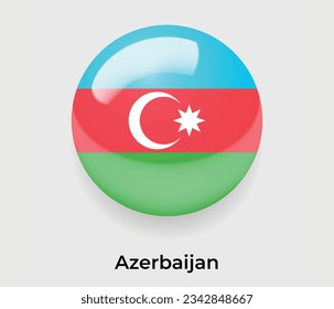 Azerbaiyán lustroso bandera nacional burbuja forma redonda icono de ilustración vectorial