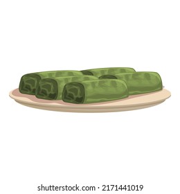 Azerbaijan green roll icon cartoon vector. Food meal. Armenia sarma