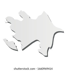 Azerbaijan - grey 3d-like silhouette map of country area with dropped shadow. Simple flat vector illustration.