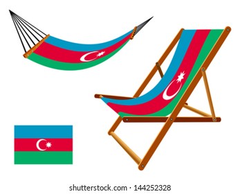 azerbaijan hammock and deck chair set against white background, abstract vector art illustration