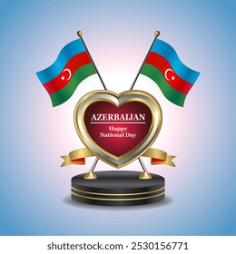 Azerbaijão Feliz Dia Nacional bandeira pequena mesa com Coração de Ouro