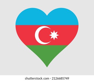 Azerbaijan Heart Flag. Azerbaijani Azeri Love Shape Country Nation National Flag. Republic of Azerbaijan Banner Icon Sign Symbol. EPS Vector Illustration.