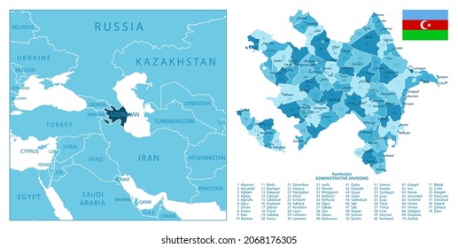 Azerbaijan - highly detailed blue map. Vector illustration svg