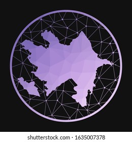 Azerbaijan icon. Vector polygonal map of the country. Azerbaijan icon in geometric style. The country map with purple low poly gradient on dark background.