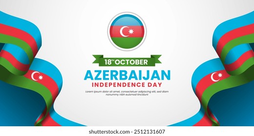 Fundo do dia da independência do Azerbaijão com bandeira única da fita acenando no Azerbaijão