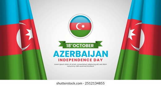 Fundo do banner do dia da independência do Azerbaijão com bandeira de acenar realista do espaço de cópia