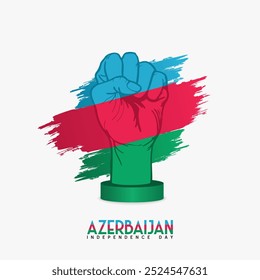 Azerbaijan independence day, illustration of hands clenched in the color of the Azerbaijan flag
