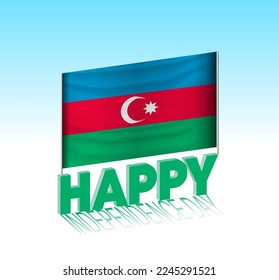 Azerbaijan independence day. Simple Azerbaijan flag and billboard in the sky. 3d lettering template. Ready special day design message.