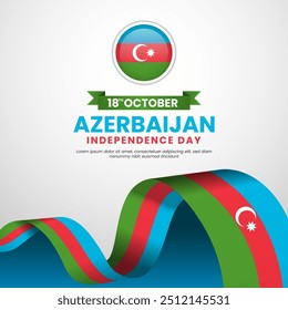 Fundo quadrado do Dia da Independência do Azerbaijão com bandeira de fita acenando