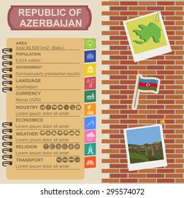 Azerbaijan infographics, statistical data, sights. Vector illustration