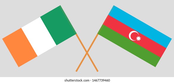 Azerbaijan and Ireland. Crossed Azerbaijani and Irish flags