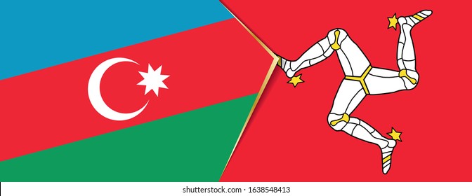 Azerbaijan and Isle of Man flags, two vector flags symbol of relationship or confrontation.