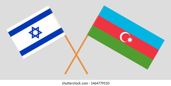 Azerbaijan and Israel. Crossed Azerbaijani and Israeli flags