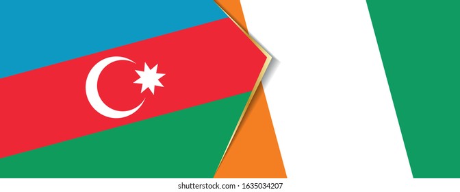 Azerbaijan and Ivory Coast flags, two vector flags symbol of relationship or confrontation.