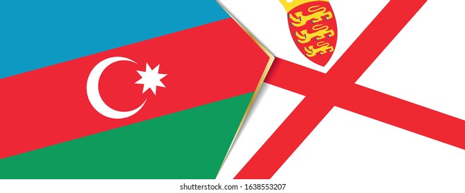 Azerbaijan and Jersey flags, two vector flags symbol of relationship or confrontation.