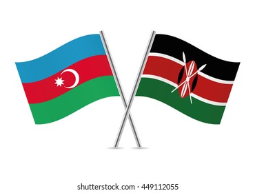 Azerbaijan and Kenyan flags. Vector illustration.