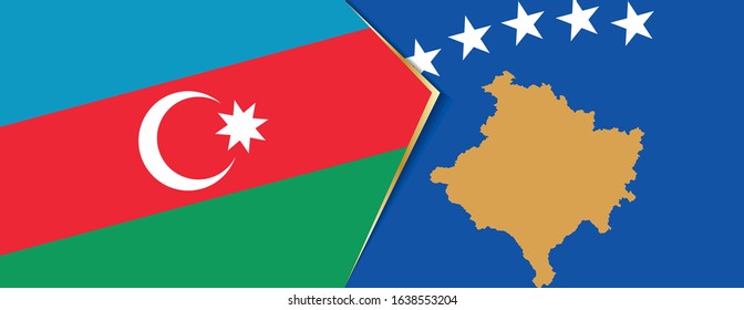 Azerbaijan and Kosovo flags, two vector flags symbol of relationship or confrontation.