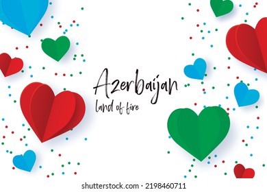 Azerbaijan land of fire Azerbaijan flag poster promo print social media creative heart dotted isolated