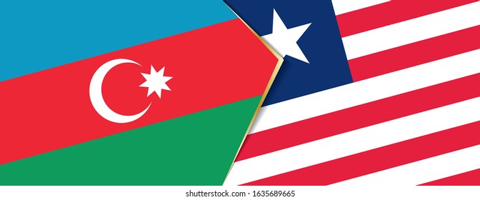 Azerbaijan and Liberia flags, two vector flags symbol of relationship or confrontation.