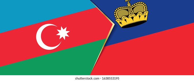 Azerbaijan and Liechtenstein flags, two vector flags symbol of relationship or confrontation.