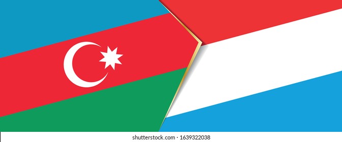 Azerbaijan and Luxembourg flags, two vector flags symbol of relationship or confrontation.