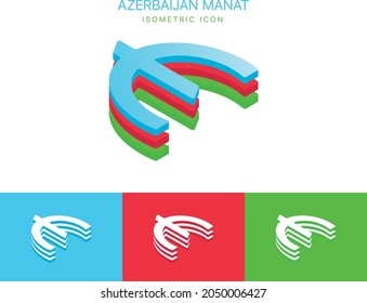 Azerbaijan Manat Icon in Vector Isometric Style