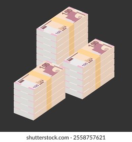 Azerbaijan Manat Vector Illustration. Azerbaijani money set bundle banknotes. Paper money 100 AZN. Flat style. Isolated on white background. Simple minimal design.