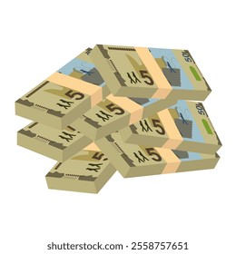 Azerbaijan Manat Vector Illustration. Azerbaijani money set bundle banknotes. Paper money 50 AZN. Flat style. Isolated on white background. Simple minimal design.