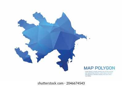 Aserbaidschan Karte Abstrakte geometrische abgerundete dreieckige Grafik mit Low-Poly-Stil auf weißem Hintergrund