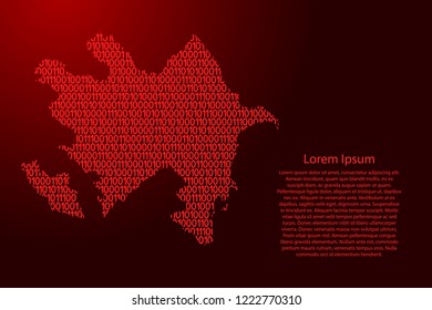 Azerbaijan map abstract schematic from red ones and zeros binary digital code with space stars for banner, poster, greeting card. Vector illustration.