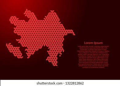 Azerbaijan map abstract schematic from red triangles repeating pattern geometric background with nodes for banner, poster, greeting card. Vector illustration.