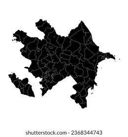 Azerbaijan map with administrative divisions.