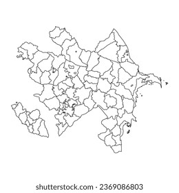 Azerbaijan map with administrative divisions.