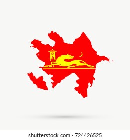 Azerbaijan map in Avars (Caucasus) flag colors, editable vector.