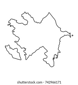 Azerbaijan map of black contour curves of vector illustration