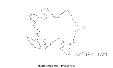 Azerbaijan map black line on white background. Vector illustration.