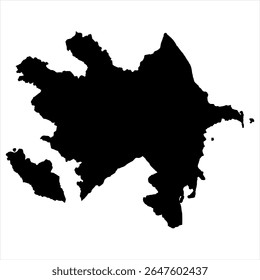 Azerbaijan Map - black World Map International vector template with High detailed isolated on white background - Vector