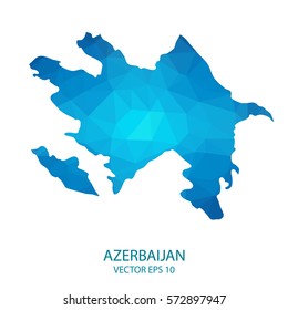 Azerbaijan map - blue geometric rumpled triangular low poly style gradient graphic background , polygonal design for your . Vector illustration eps 10.