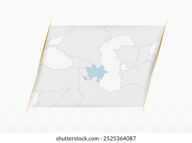 Mapa de Azerbaiyán en azul con acentos enmarcados en oro. Mapa de Vector moderno de Azerbaiyán. Ilustración vectorial.
