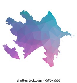 azerbaijan map. Blue and Pink polygonal shape vector illustration on white background. Vector illustration eps 10.