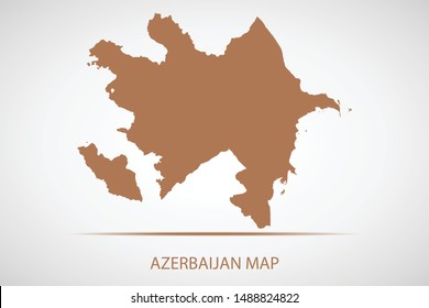 Azerbaijan map, brown color and country name. Map of Asia. Vector map on gray background. Symbol for your web site design map logo. app, ui, Travel vector eps10, concept Illustration.