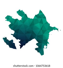 Azerbaijan map - Colorful Polygonal map of Azerbaijan rumpled triangular low poly style gradient graphic background , Vector illustration eps 10.