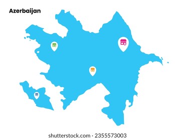 Azerbaijan Map, country map, Ecommerce map, shopping icon
