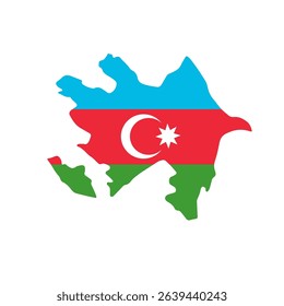 Azerbaijan map Design Vector illustration graphic. Vector of Azerbaijan map flag with flag set isolated on white background.